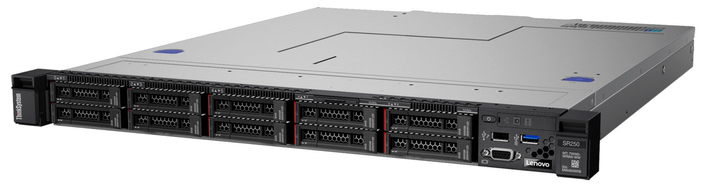 Lenovo SR250 | 1U rack server | single-socket | Xeon E-class ready | flexible 2.5"/3.5" bays | XClarity mgmt