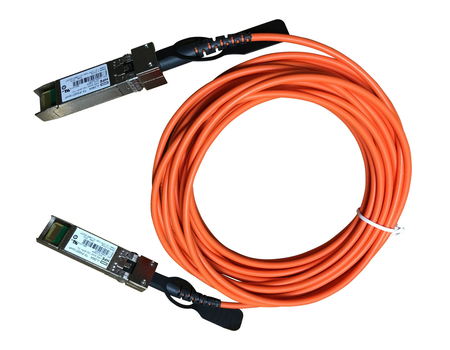 HPE JL290A 10G SFP+ AOC 7m orange fiber cable with black connectors
