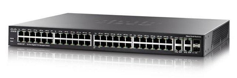 Cisco SG350-52P-K9-AU | 48x 1G PoE+ access, 4x 1G SFP uplinks, L2/L3 static routing, perpetual license