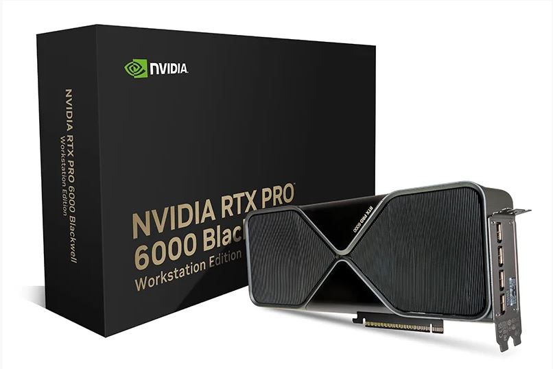 NVIDIA RTX Pro 6000 Black Edition GPU with 96GB GDDR7 and green accents