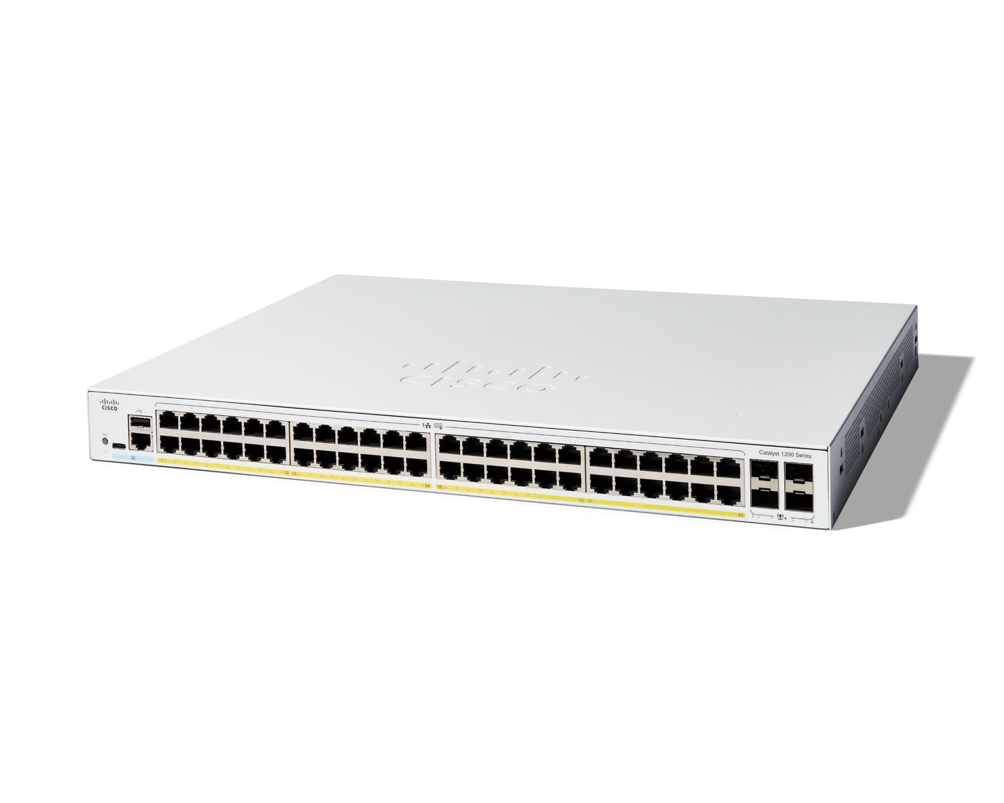 Cisco C1200-48P-4X | 48x 1G RJ45 | PoE+ (802.3at) | 4x 10G SFP+ uplinks | Smart Managed (no license)