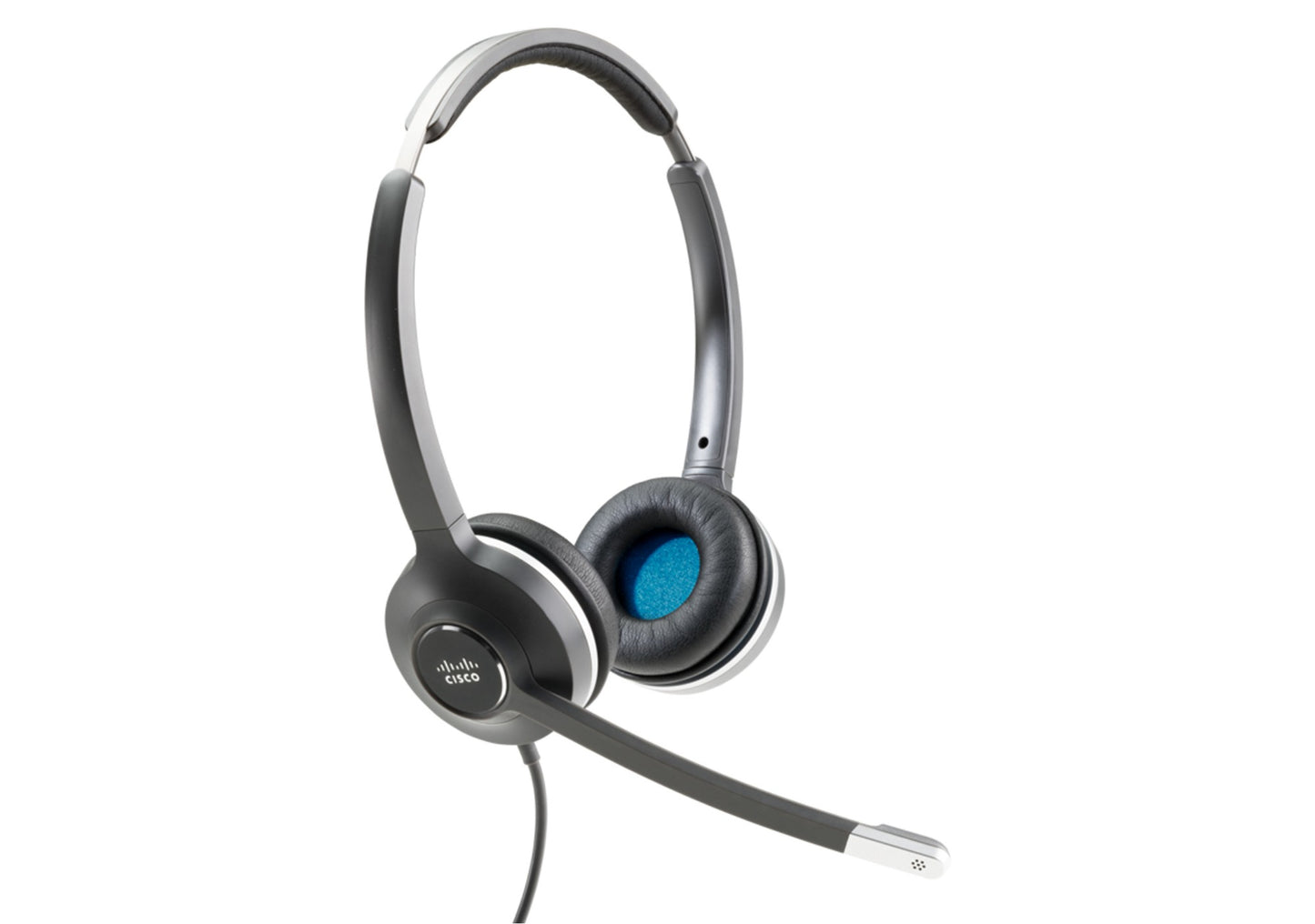 Cisco CP-HS-W-532-USBA | Wired dual on‑ear, QD with USB‑A adapter, inline call control, stereo wideband audio, noise‑canceling boom mic, plug‑and‑play UC