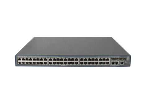 HPE JG307C 48-port FE PoE+ switch with 4x 1G combo uplinks, silver and black