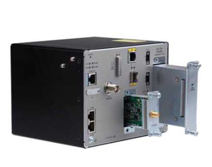 Cisco ACC-IR910-H-M black IP55 router with open door and ports