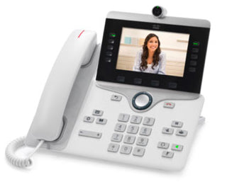 Cisco CP-8845-W-K9 | White | 5" WVGA color | 720p HD video | 5 lines | 2x 1G switch | PoE Class 2 | RJ-9 headset | Speakerphone