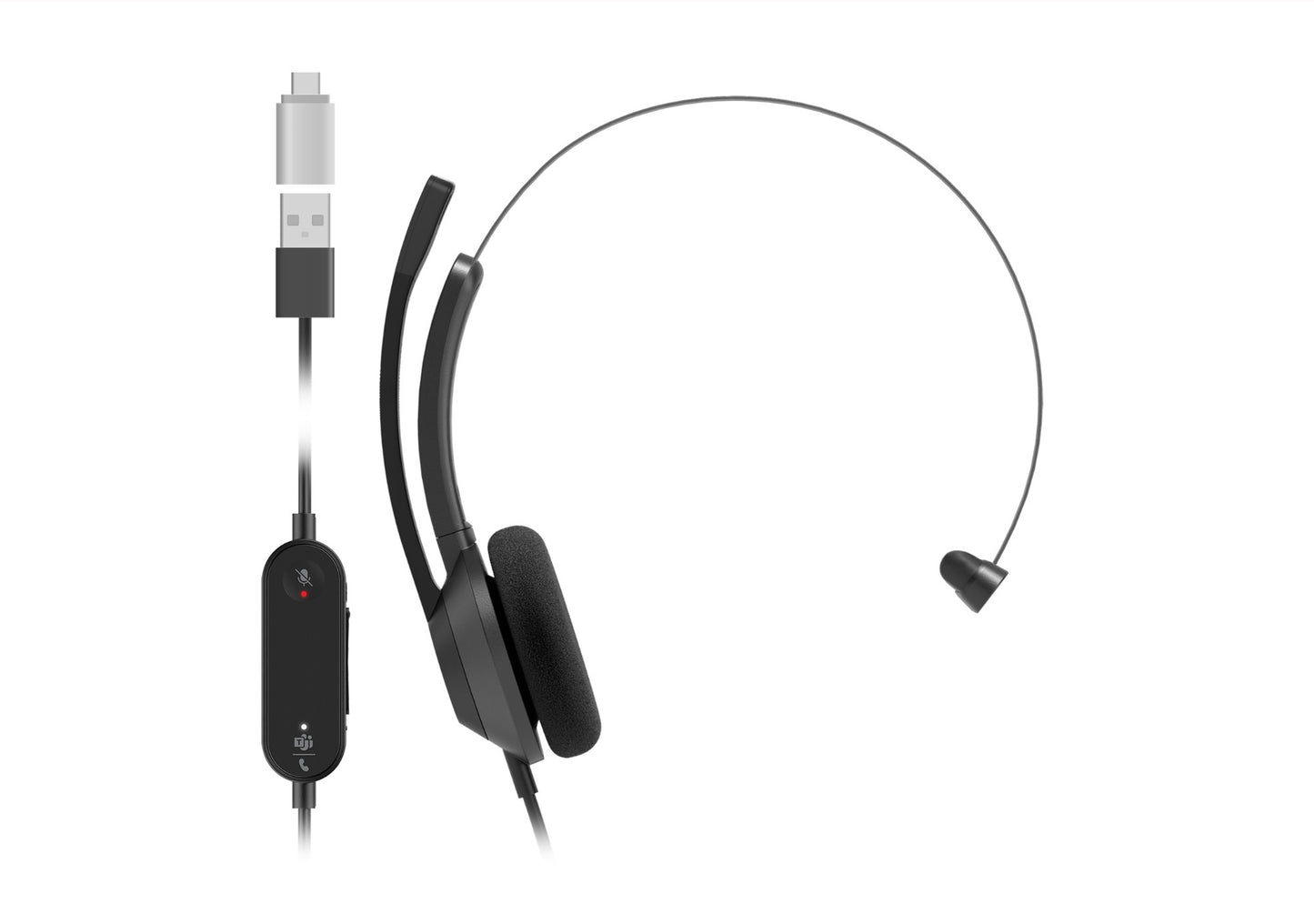 Cisco HS-W-321Q-C-USBC | Wired Headset | Single-Ear On-Ear | USB-C | Inline MS Teams Controller | Noise-Cancel Boom Mic | Wideband HD Audio