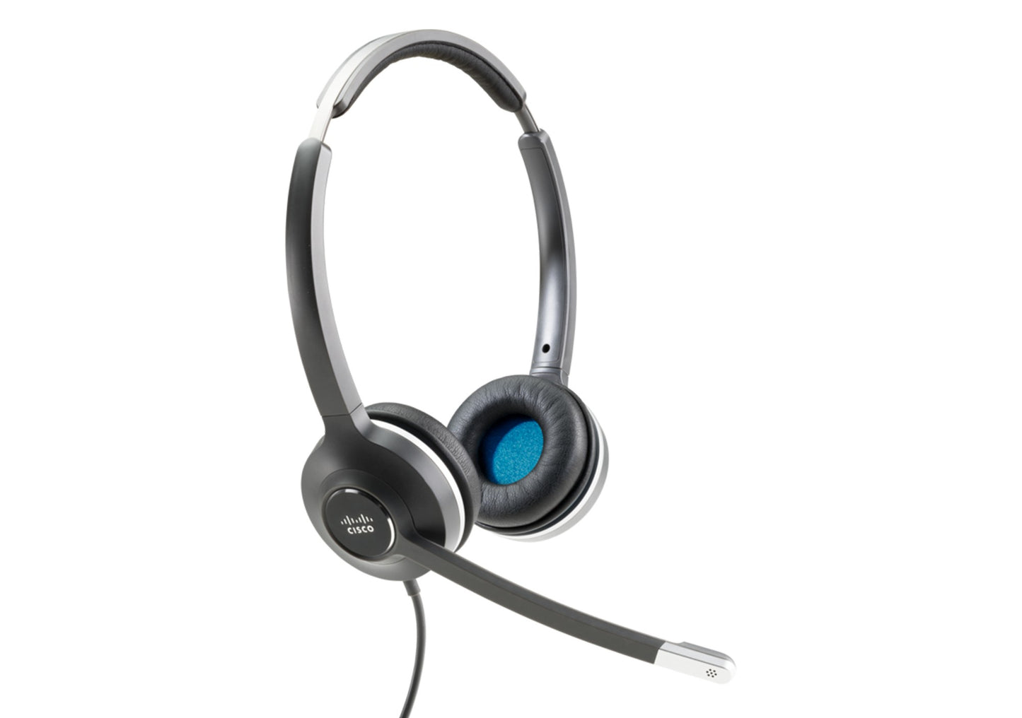 Cisco CP-HS-W-532-RJ | Wired dual on‑ear, QD to RJ‑9 desk phone, stereo wideband audio, noise‑canceling boom mic, replaceable cushions, charcoal
