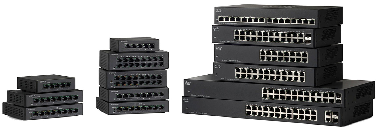 Cisco 2960X switch stack in SF110D-16-AU 16-port unmanaged switch
