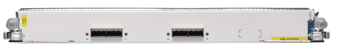 Cisco A9K-400GE-LAN-FC 4x100G QSFP28 line card with white chassis