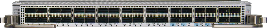 Cisco NC57-36H-SB 36x100G line card bundle with silver rack and cables