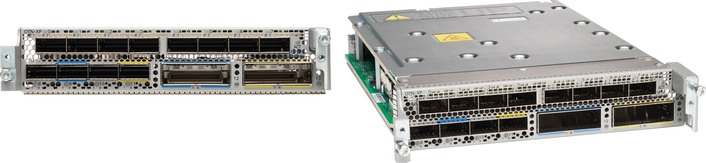 Cisco NCS1K4-XP-CW-K9 XPonder line card in silver rack with QSFP-DD DCO