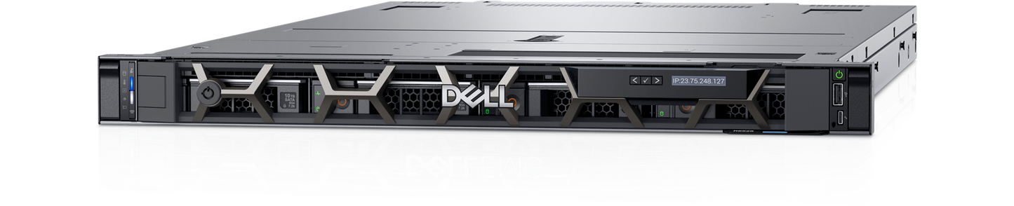 Dell R6525 | 1U rack | dual AMD EPYC 7002/7003 | 32x DDR4-3200 DIMMs | up to 10x 2.5in or 4x 3.5in bays (SAS/SATA/NVMe) | PCIe Gen4 | OCP 3.0 NIC | redundant hot-plug PSUs | iDRAC9