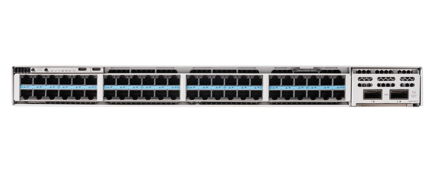 Cisco C9350-48TX | 48x mGig 1/2.5/5/10G (data), 4x1/10G modular uplinks, license: Essentials/Advantage