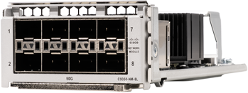 Industrial-grade cisco c9350-nm-8l network module with metallic chassis and 8-port 50g sfp56 ethernet ports in two rows