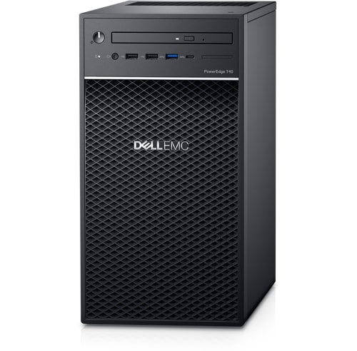 Dell EMC PowerEdge T40 tower server in black with silver accents