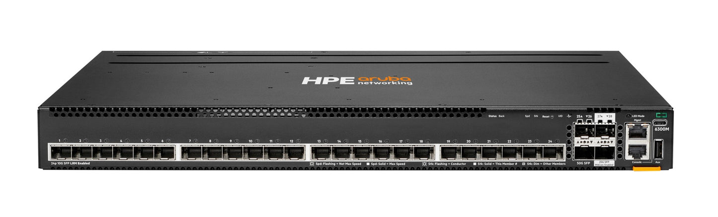Aruba R8S92A | 24x 10G SFP+ (LRM support), 2x 50G SFP56 + 2x 25G SFP28 uplinks, MACsec | License: AOS-CX base