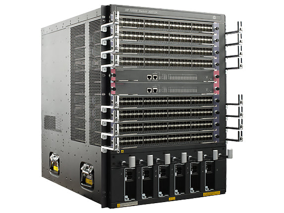 HPE JC612A 14U modular switch chassis with black router ports