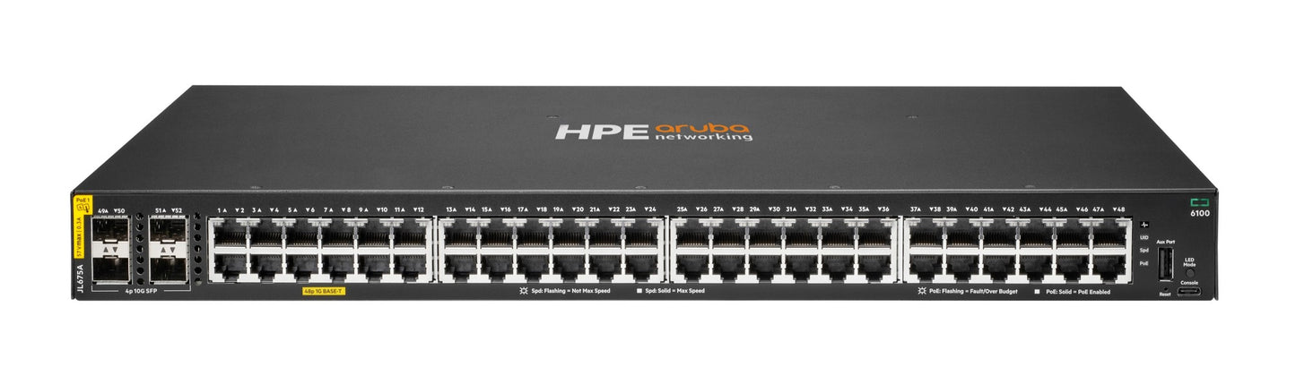 Aruba JL675A HPE 1920-48G PoE+ switch with 48x 1G ports and 4x 10G SFP+