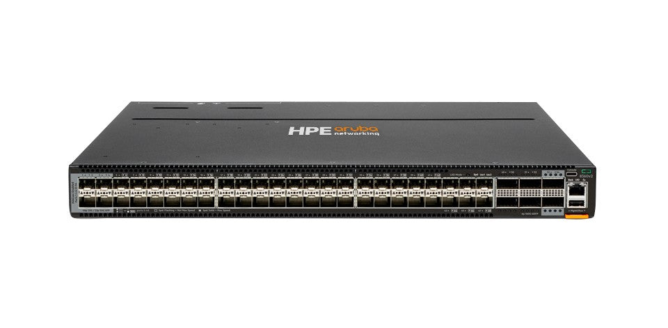 Aruba JL704C HPE 8106 switch with 48x25G ports, black orange design
