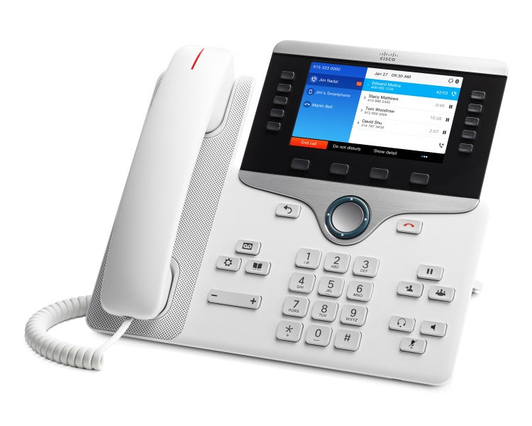 Cisco CP-8851-W-K9 | 5" color (white), 5 lines, 2x 1G switch, PoE Class 4, USB, Bluetooth, SIP