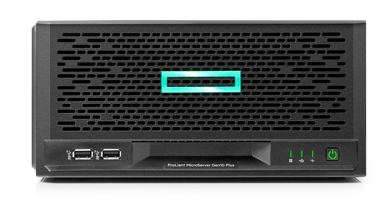 HPE HPE-MicroServer-G10-PLUS | Micro tower | 1-socket Intel Xeon E/Pentium | 4x 3.5in LFF SATA bays | up to 32GB DDR4 ECC UDIMM (2 DIMMs) | 2x 1GbE + optional iLO 5 | PCIe 3.0 x16 + x1 | S100i SW RAID