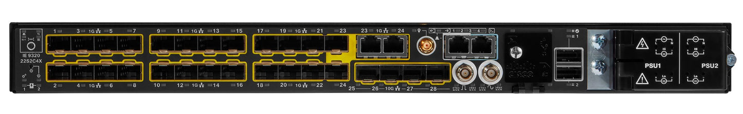 Cisco IE-9320-22S2C4X-E | 22x 1G SFP + 2x 1G combo (RJ45/SFP), non-PoE; 4x 10G SFP+ uplinks; L2/L3; license: Essentials