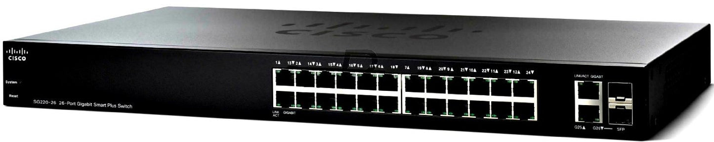 Cisco SG220-26-K9-AU | 24x 1G, PoE —, uplinks 2x 1G SFP, Smart Managed L2