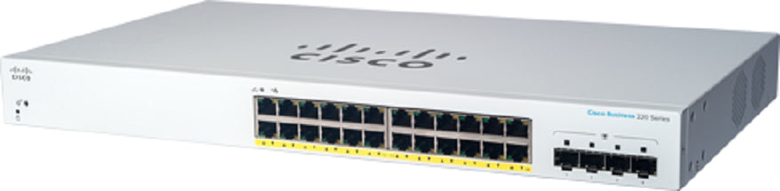 Cisco CBS220-24P-4G-AU | 24x 1G, PoE+ (802.3at); 4x 1G SFP; Smart L2