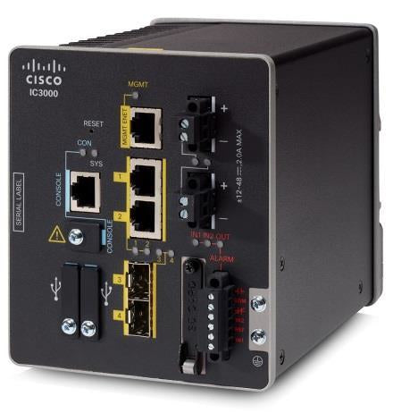 Cisco IC3000-2C2F-K9 | Industrial compute gateway | 2x 1G RJ45 + 2x 1G SFP | Edge app hosting | DIN-rail | DC power input