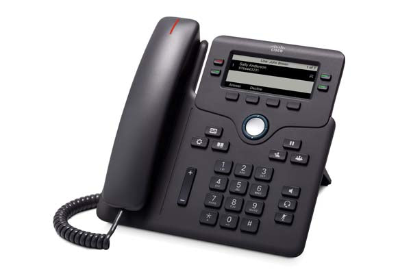 Cisco CP-6851-3PW-AU-K9 | 4-line SIP deskphone, 2x 10/100/1000 Ethernet (LAN+PC), 802.3af PoE, AU power adapter included, backlit grayscale display, RJ-9 headset