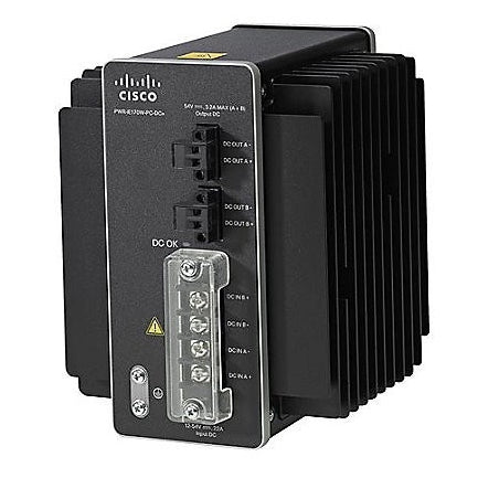 Cisco PWR-IE170W-PC-DC industrial 170W DC-DC PSU with heatsinks and ports