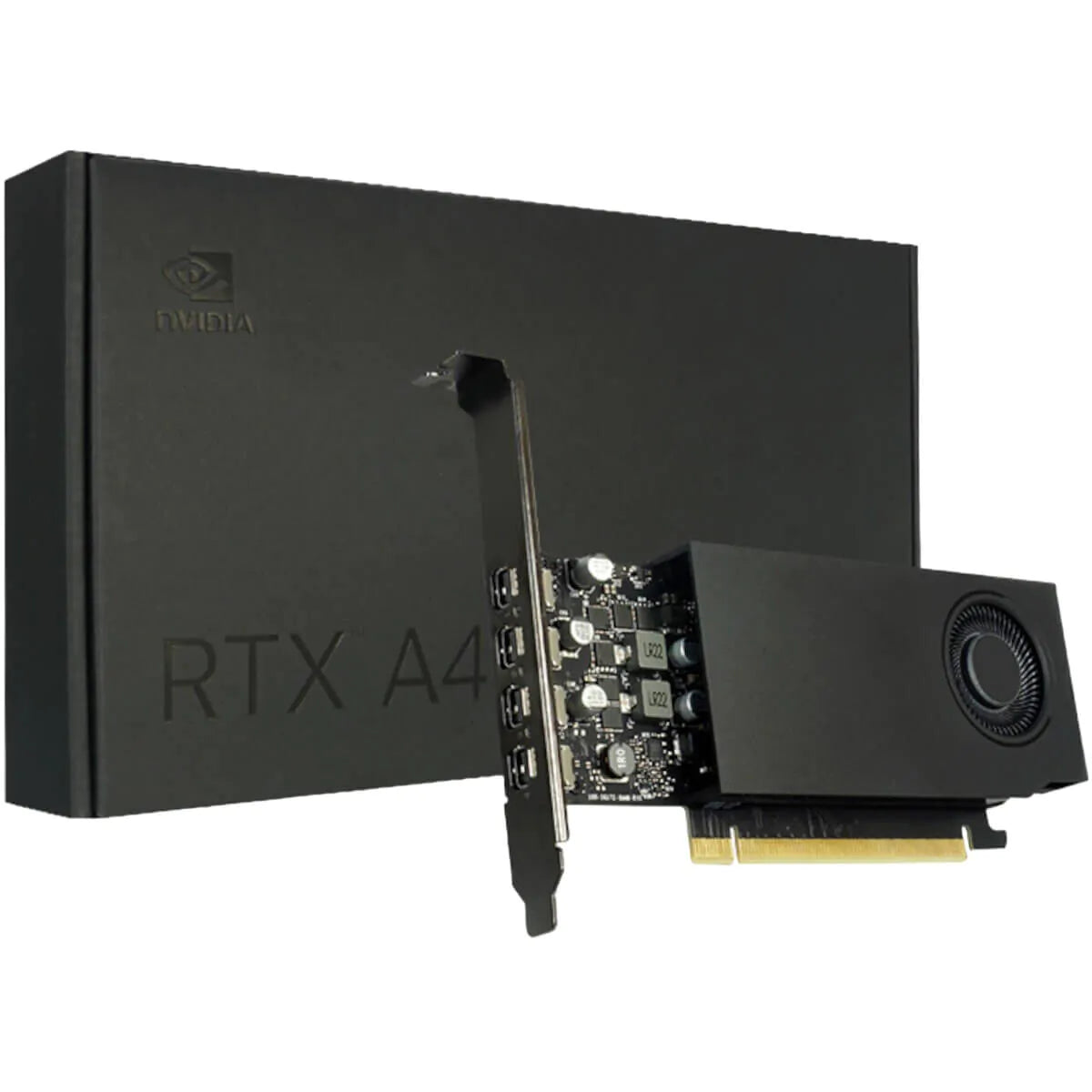 Black nvidia rtx a400 graphics card with 4GB gddr6 matte finish and 768 CUDA cores for high performance computing