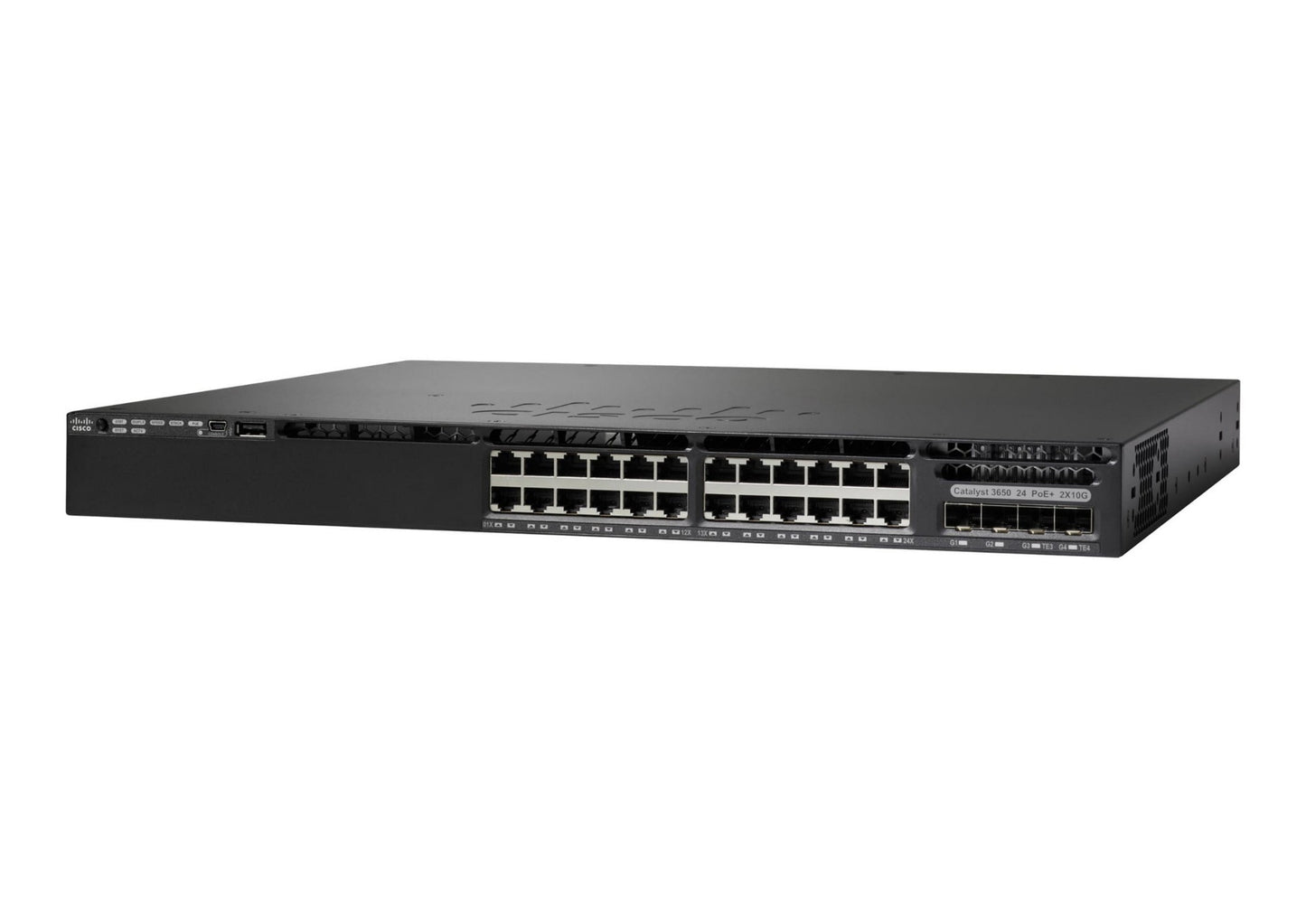 Cisco WS-C3650-24PS-L switch with 24 PoE+ RJ-45 ports