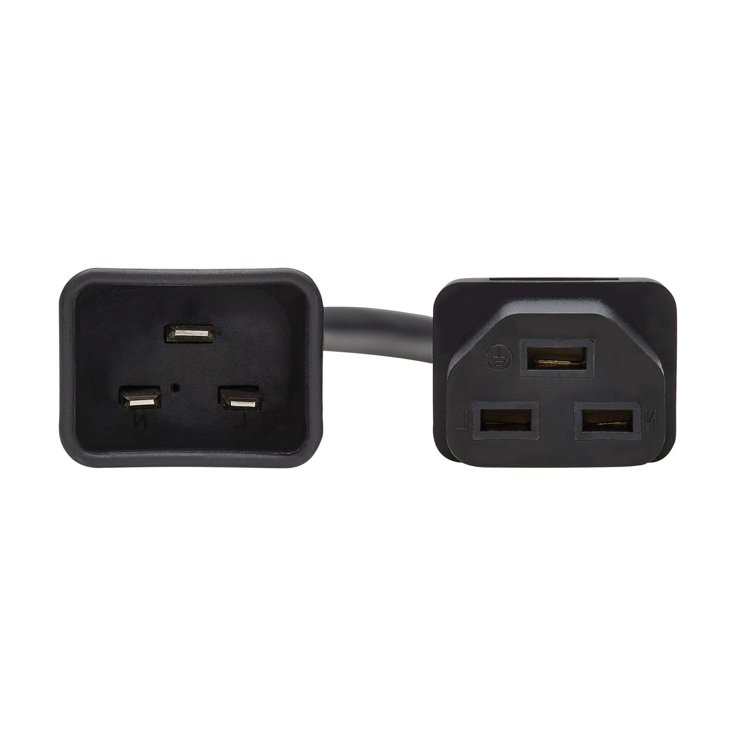 Black dual USB port charging station with integrated cable