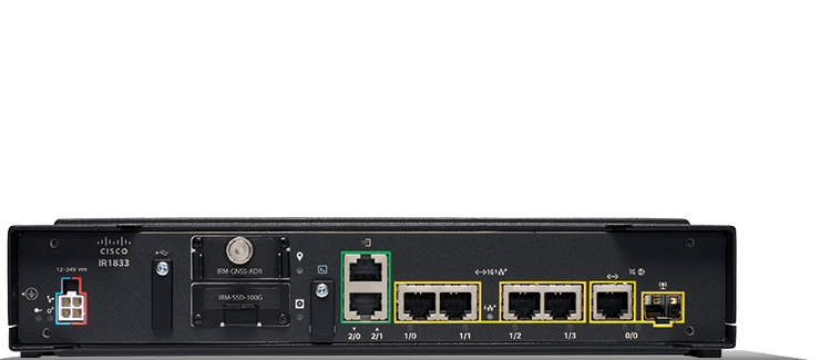 Cisco IR1833-K9 | Rugged router | SD-WAN capable, LTE/5G-ready | multi‑GbE I/O | extended temp | DIN‑rail/wall mount