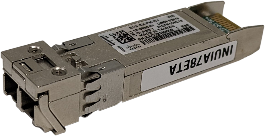 Cisco S1G-SX-PM-D-I 1G SFP transceiver module with silver metal body