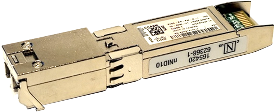 Cisco S10G-ER-PM-D-I 10G SFP+ transceiver module, silver metal, model 165420