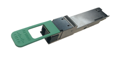 Cisco QDD-8X100G-FR 800G QSFP-DD green silver transceiver
