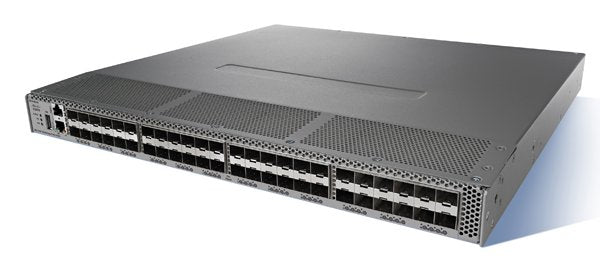 Cisco Catalyst 9300 switch with black silver finish and perforated panel