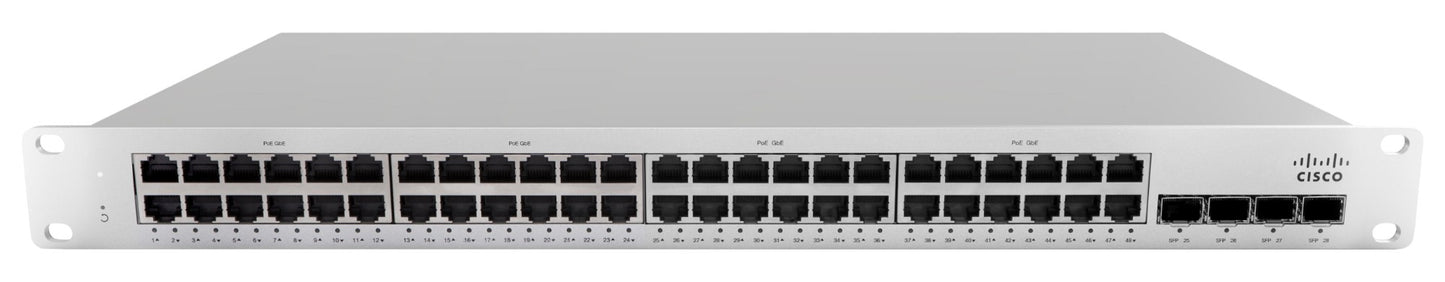 Meraki MS210-48LP-HW | 48x 1G RJ45 | PoE+ 370W | 4x 1G SFP uplinks | Enterprise license