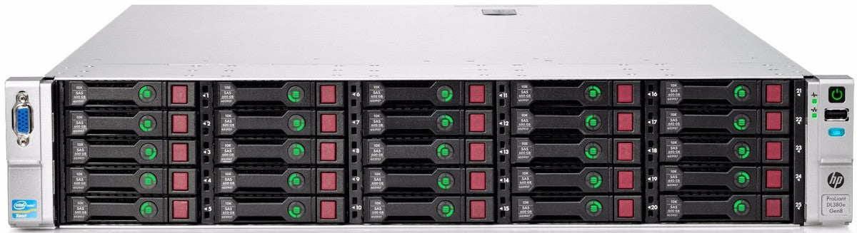 HPE HPE-DL380E-G8 | 2U rack | dual Intel Xeon E5-2400 series | DDR3 ECC | up to 12x LFF bays | iLO 4 | PCIe Gen3 | embedded 1GbE