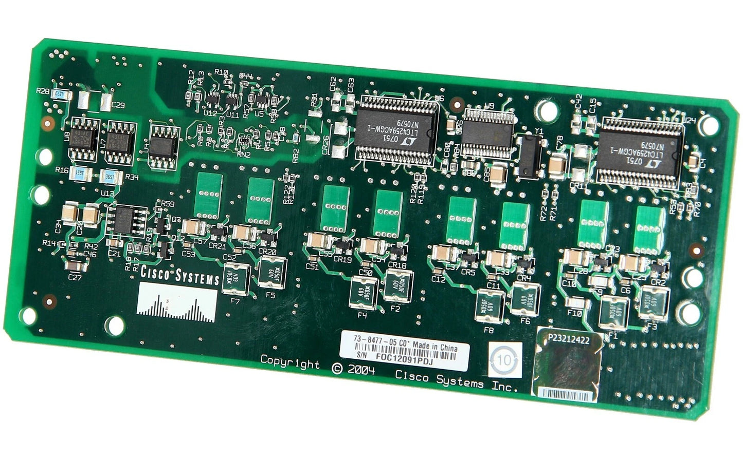 Cisco ILPM-8 inline power module on green circuit board with components
