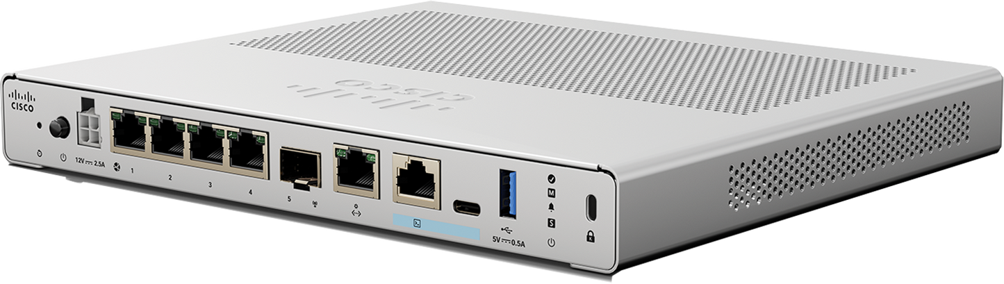 Cisco Meraki MR32 white access point with Ethernet ports and USB-C, rear view