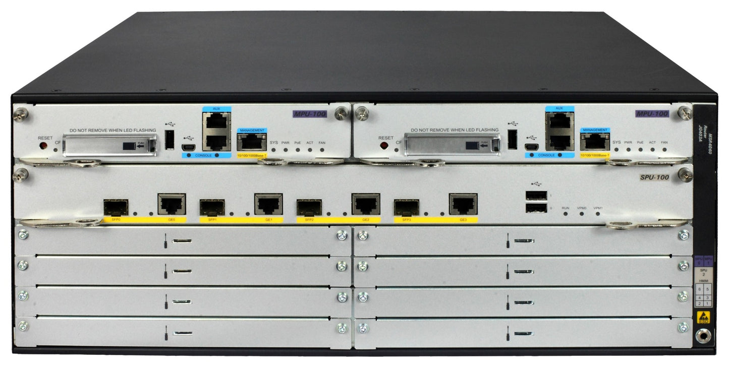 HPE JG403A | SD-WAN modular router chassis, multi-GE/SFP options, optional LTE, dual PSU support