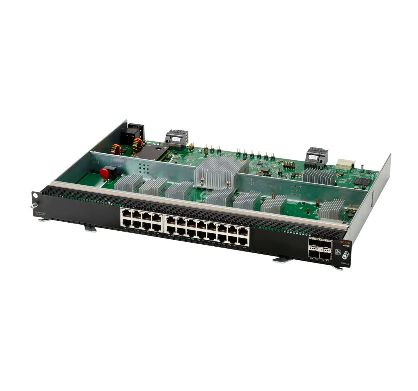 Aruba R0X42A 24-port 10GBASE-T switch with green PCB and black frame