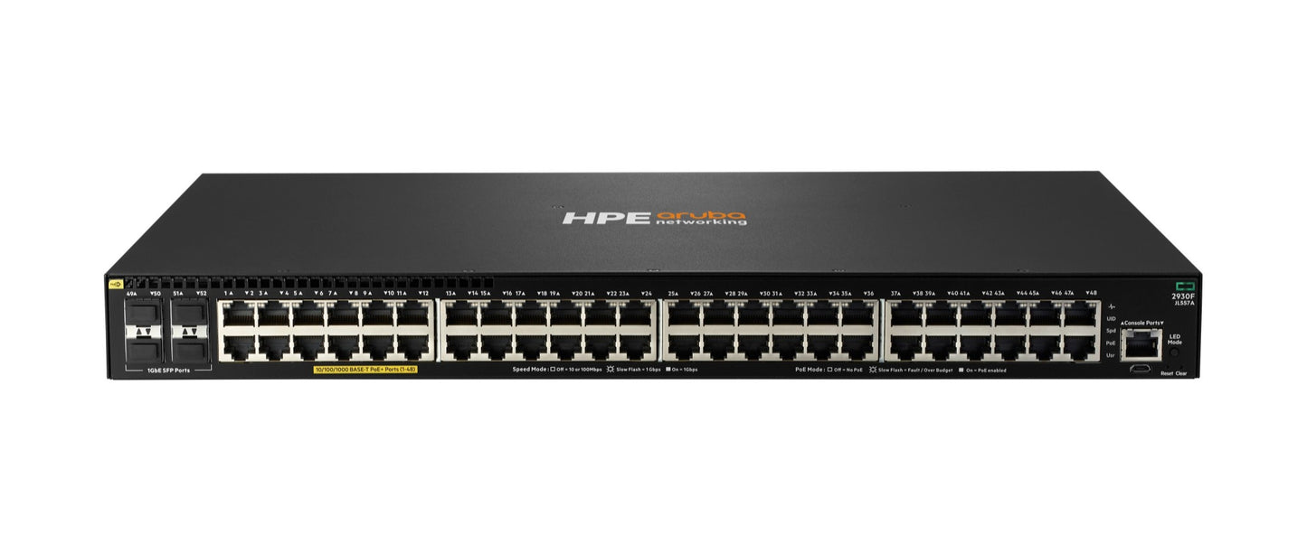 Aruba JL557A | 48x1G PoE+ (740W) access switch | 4x1G SFP uplinks | L2/L3 static, RIP | license: none required