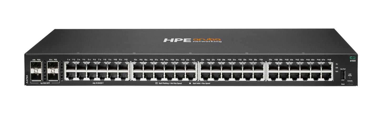 Aruba JL676A HPE 1920-48G switch with black housing and 48x 1G ports