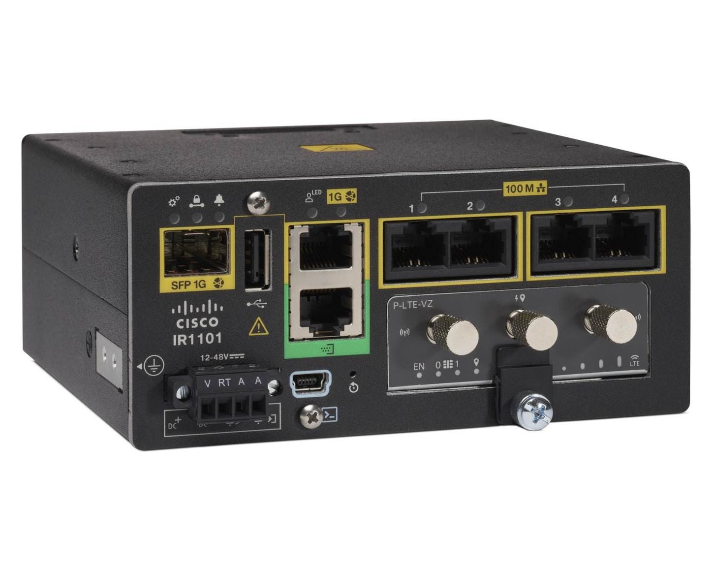 Cisco IR1101-A-K9 | Industrial Gigabit router | SD-WAN | LTE-ready (modular) | 2x GE RJ-45 | fanless | DIN-rail/DC