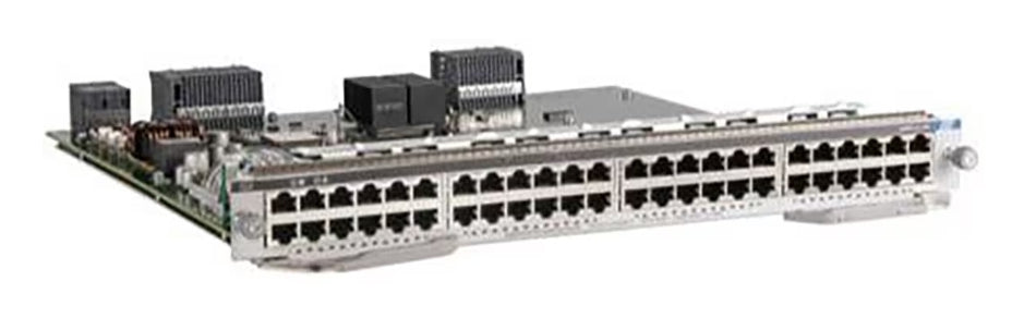 Silver cisco c9400-lc-48hx-b1 catalyst 9400 48-port 10g multigigabit line card with u poe plus ethernet ports and circuitry