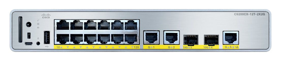 Cisco C9200CX-12T-2X2G-E | 12x 1G, non-PoE, 2x 10G SFP+ & 2x 1G SFP uplinks, Essentials